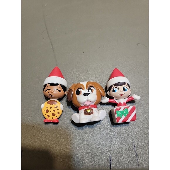 Elf on the Shelf Mini Figures Lot of 3 Christmas Toys Box Cookie and puppy dog - Picture 6 of 6